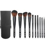 10pcs Black Barrel Perforated Handle Makeup Brush