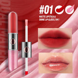 4 Colors 2 in 1 Dual Ended Liquid Matte Lip Gloss Lip Oil