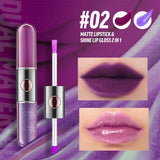 4 Colors 2 in 1 Dual Ended Liquid Matte Lip Gloss Lip Oil