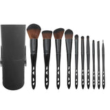 10pcs Black Barrel Perforated Handle Makeup Brush