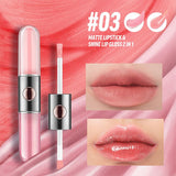 4 Colors 2 in 1 Dual Ended Liquid Matte Lip Gloss Lip Oil