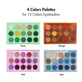 4 Colors Palettes for 15 Colors Eyeshadow