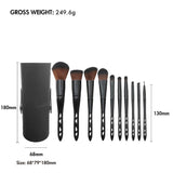 10pcs Black Barrel Perforated Handle Makeup Brush