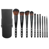 10pcs Black Barrel Perforated Handle Makeup Brush