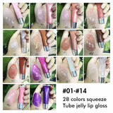 28 Colors Squeeze Tube Jelly Lip Gloss - MSmakeupoem.com