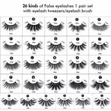 26 Kinds of False Eyelashes 1 Pair Set with Eyelash Tweezers/eyelash Brush - MSmakeupoem.com