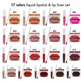 17 Colors Liquid Lipstick & Lip Liner Set - MSmakeupoem.com