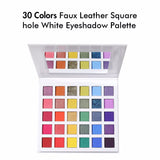 30 Colors Faux Leather Square hole White Eyeshadow Palette - MSmakeupoem.com