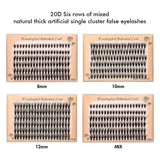 30D Six rows of mixed natural thick artificial single cluster false eyelashes