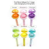 Fruit flavor lollipop 2 in 1 magic color changing lip oil & lip balm