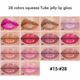 28 Colors Squeeze Tube Jelly Lip Gloss - MSmakeupoem.com