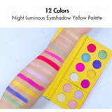 12 Colors Night Luminous Eyeshadow Yellow Palette - MSmakeupoem.com