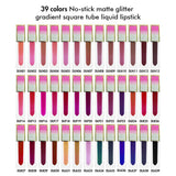 39 colors No-stick matte glitter gradient square tube liquid lipstick (#31-39)