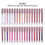 34 Colors Gold Cover Half with Diamond Lip Gloss（#23-#34）