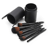 10pcs Black Barrel Perforated Handle Makeup Brush