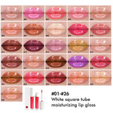 52 colors white square tube moisturizing lip gloss（#1-#26）