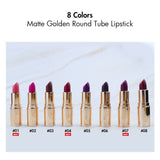 8 Color Matte Golden Round Tube Lipstick